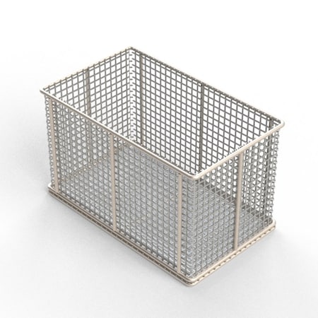 Anysizebasket Rectangular Wire Mesh Basket: 10Lx6Wx6H, 304 SS, 3/16 Rod Frame, No Handles, Mesh: 2 x .063 TMT-100060060-N02S